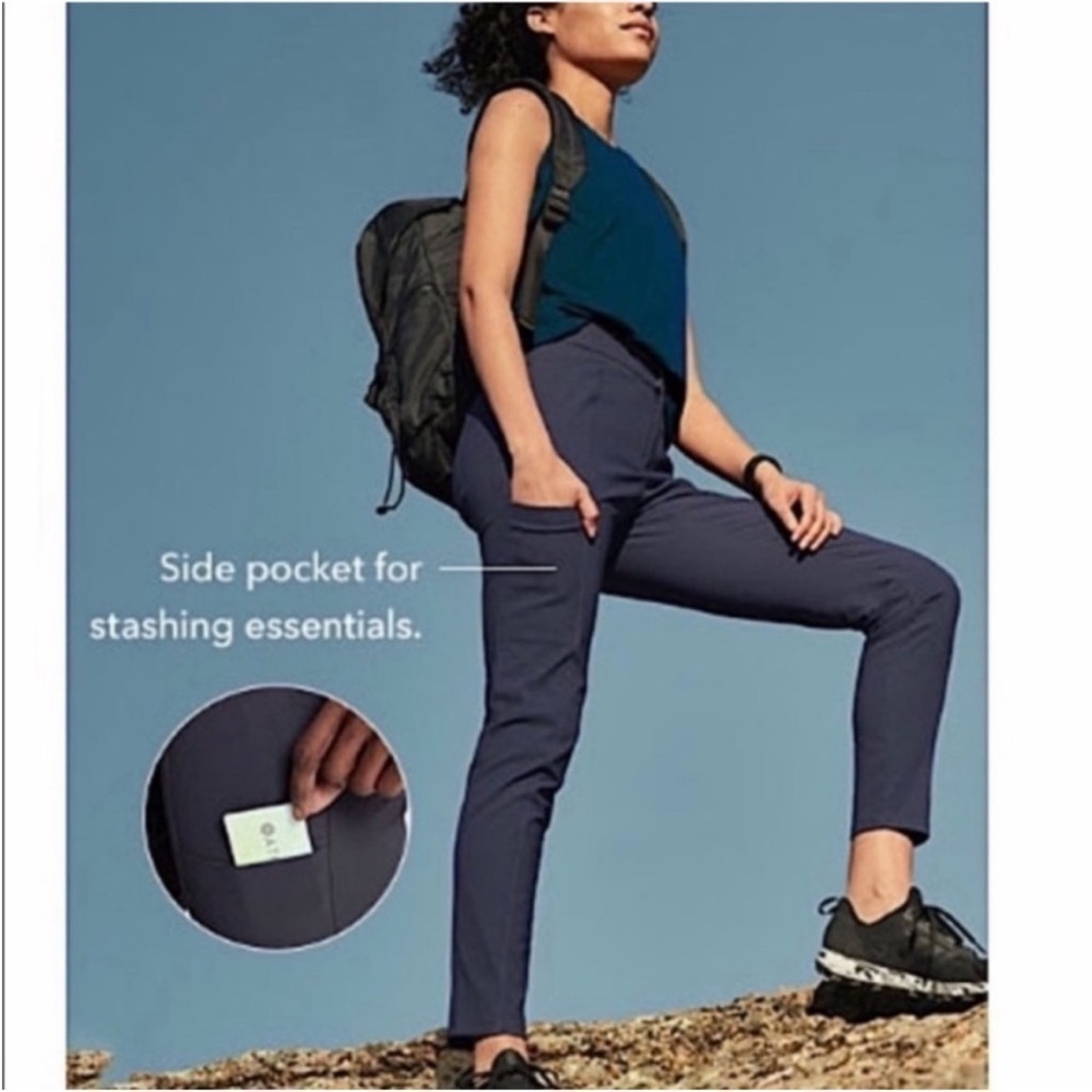 Athleta Pant Trouser Wander Stash Skinny Black Active Outdoor Travel Pocket 8